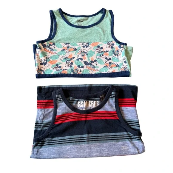 Disney Jumping Beans Mickey Mouse & Micros Striped Tank Tops Boys 5T Set of 2 - Picture 4 of 5